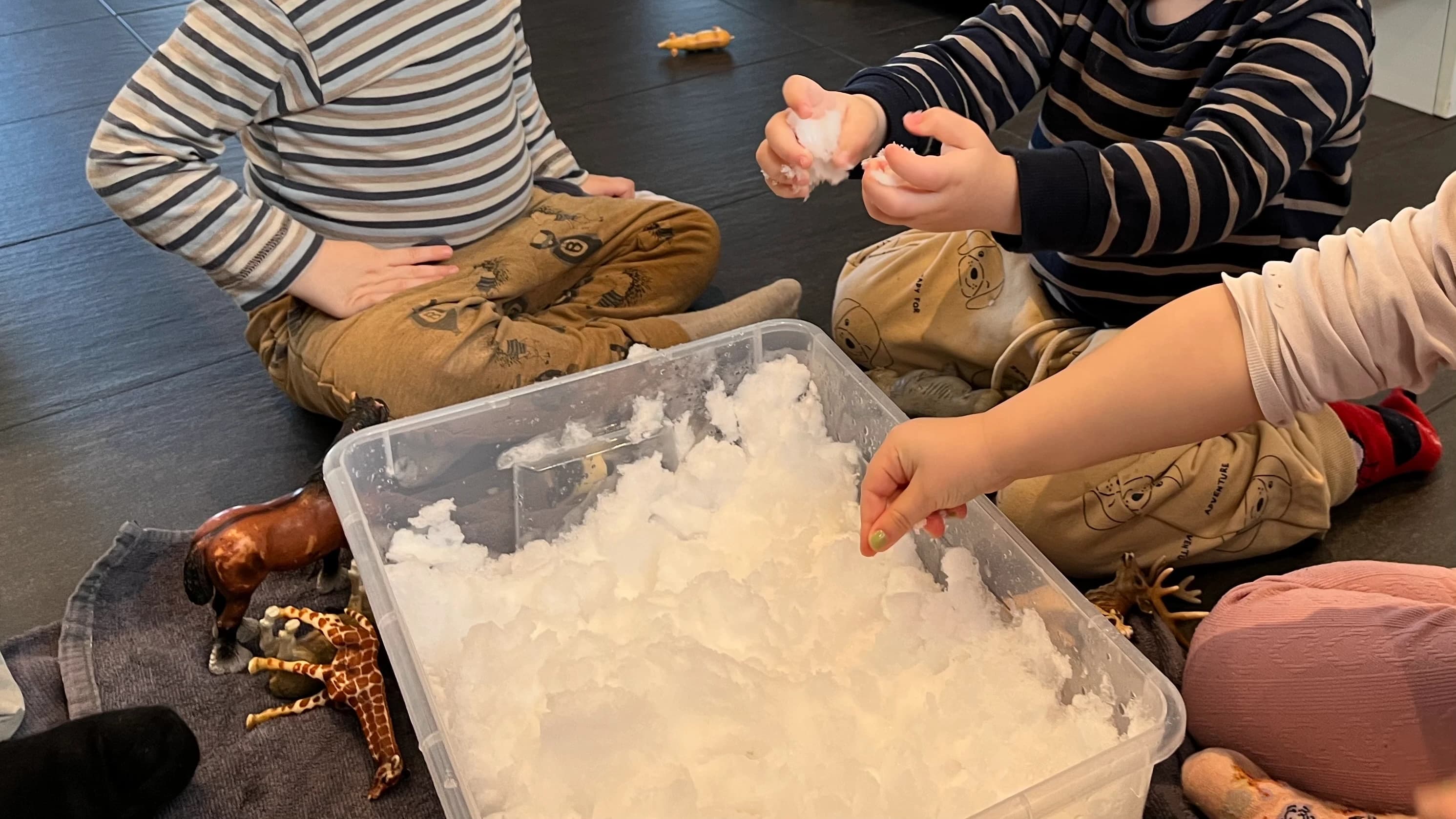 Leg med sne - indenfor